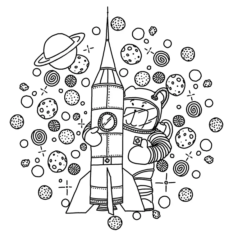 Astronaut Mandala for Kids