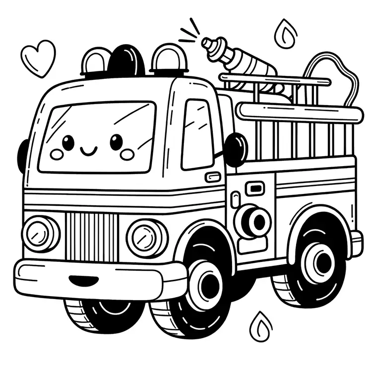 Fire truck coloring page for boys
