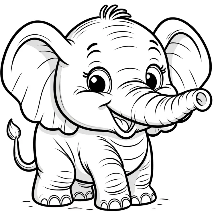 Funny Elephant – Coloring Page