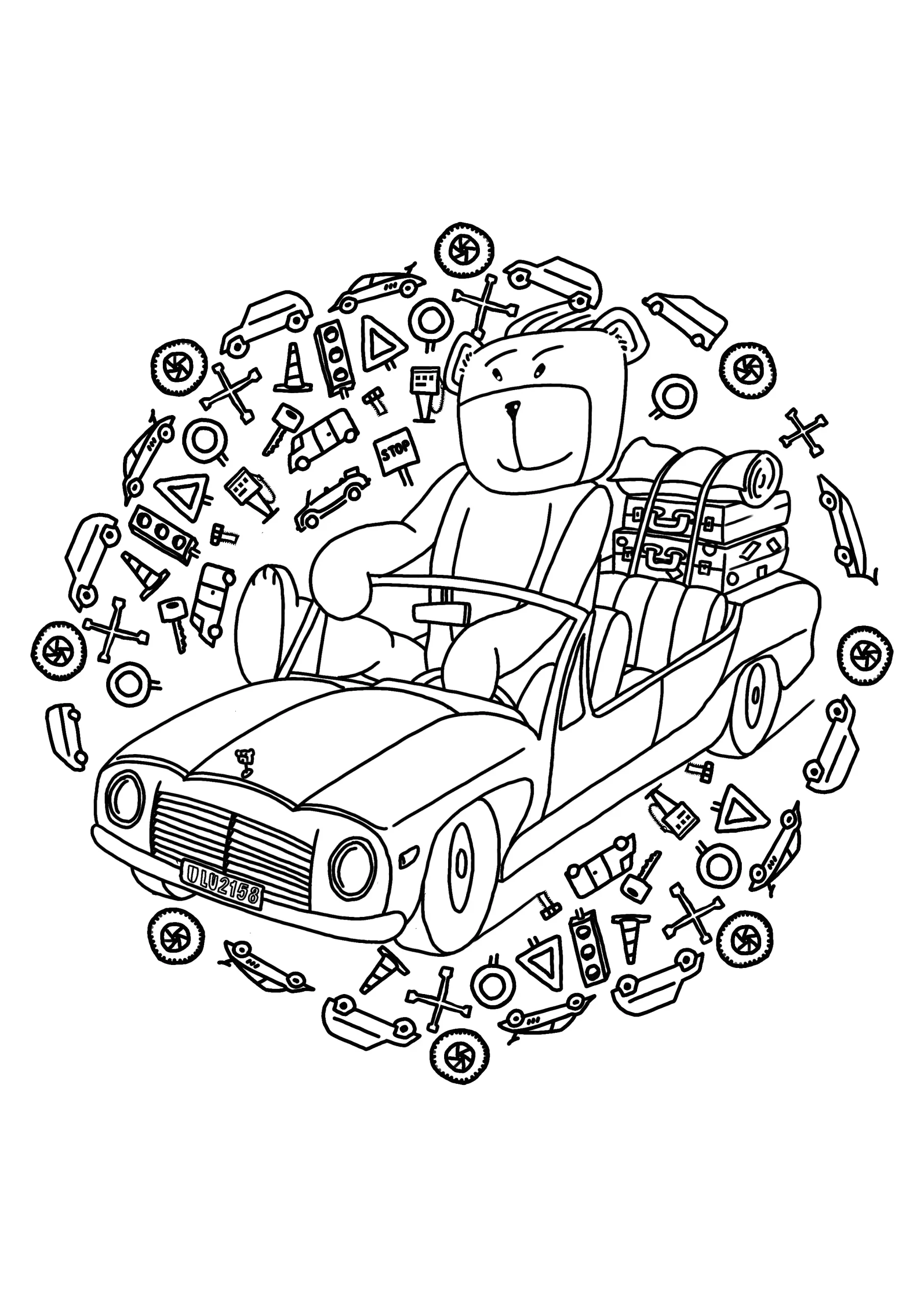 Coloring Page with Car