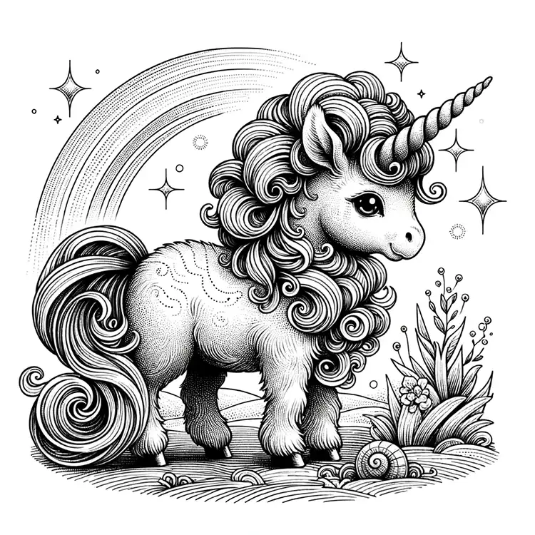 The Baby Unicorn for Coloring