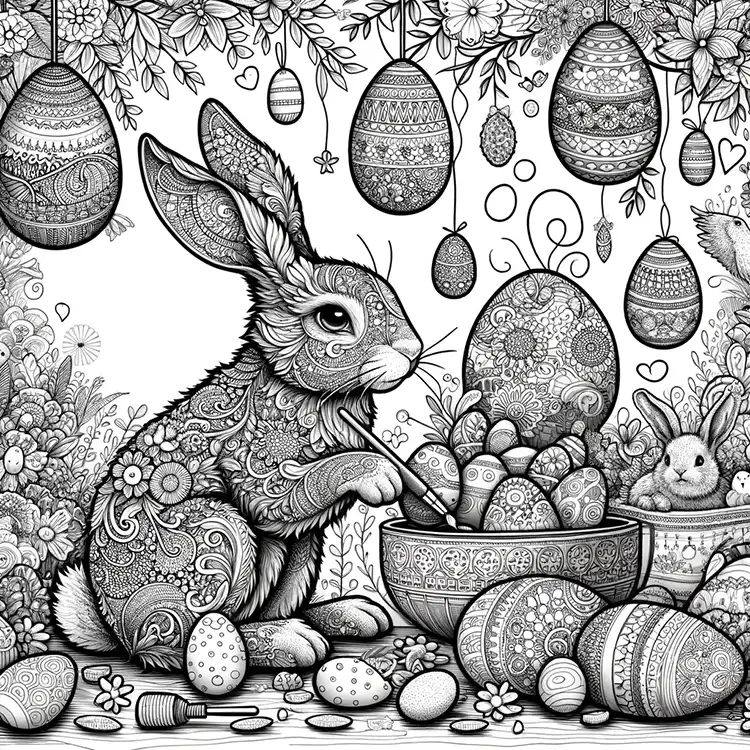 Easter Bunny Coloring Page for Adults