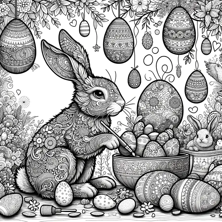 Osterhase Ausmalbild für Erwachsene