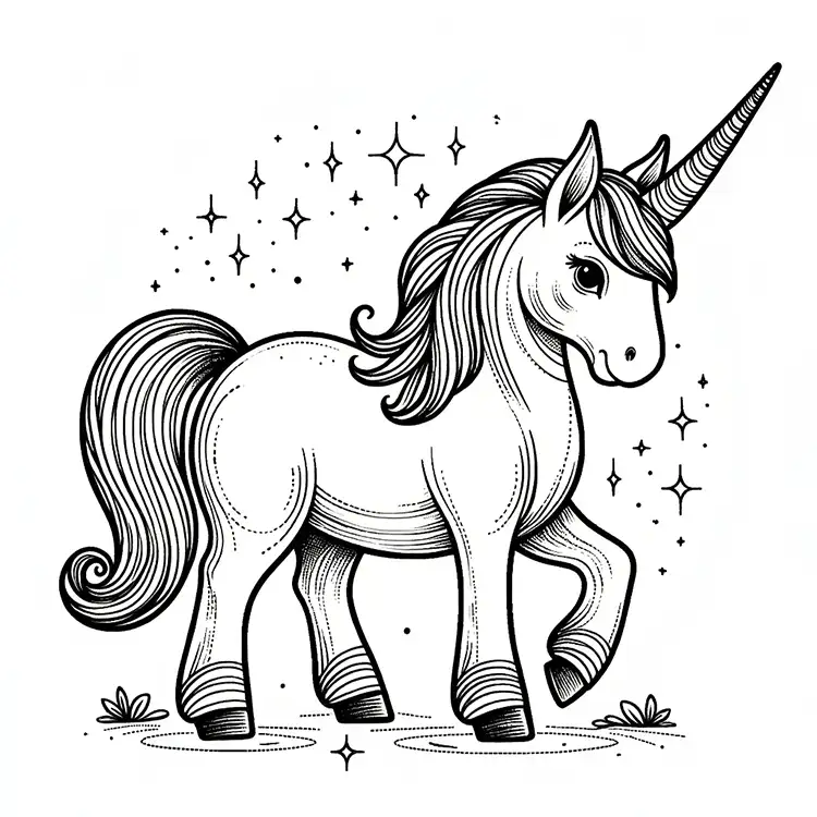 Simple Unicorn Coloring Page for Kids