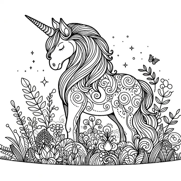 coloring page – with a unicorn