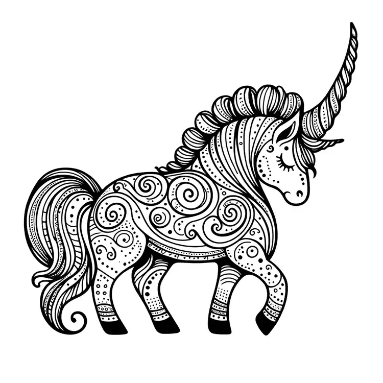 Simple Unicorn Coloring Page with Lines