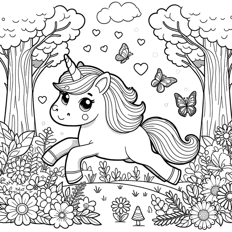free Unicorn Coloring Pages for Kids