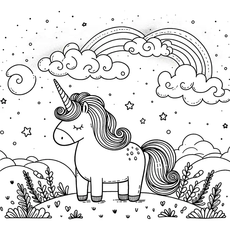 Unicorn Coloring Page for Kids