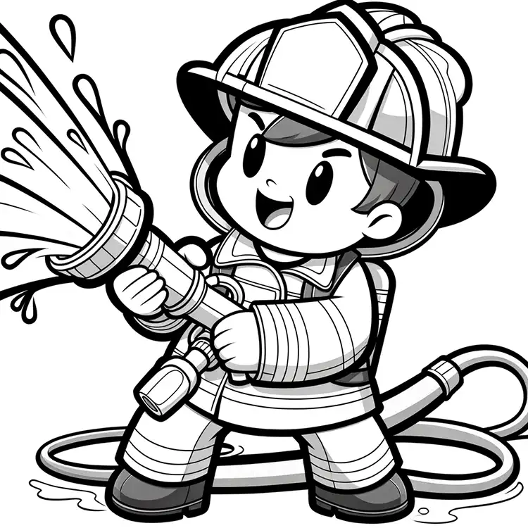 Feuerwehr in Action – Ausmalbild