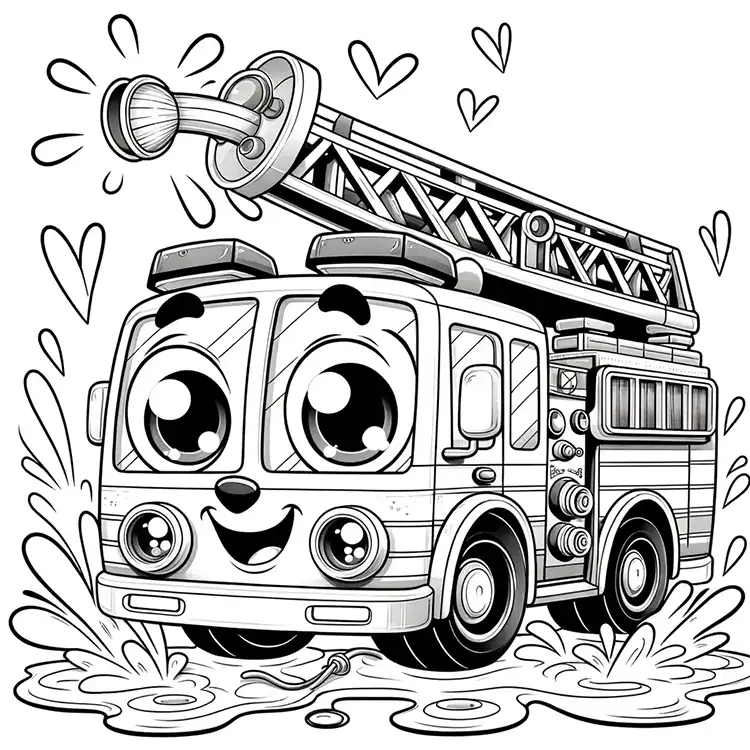 cool fire truck - Coloring Page