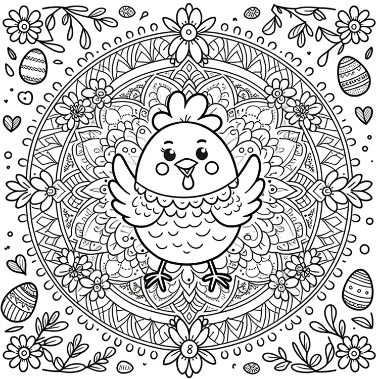 Coloring Pages with Easter Chicks