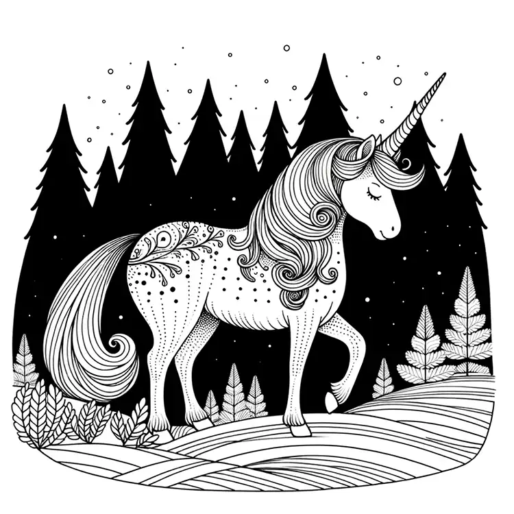 Simple Unicorn Coloring Page