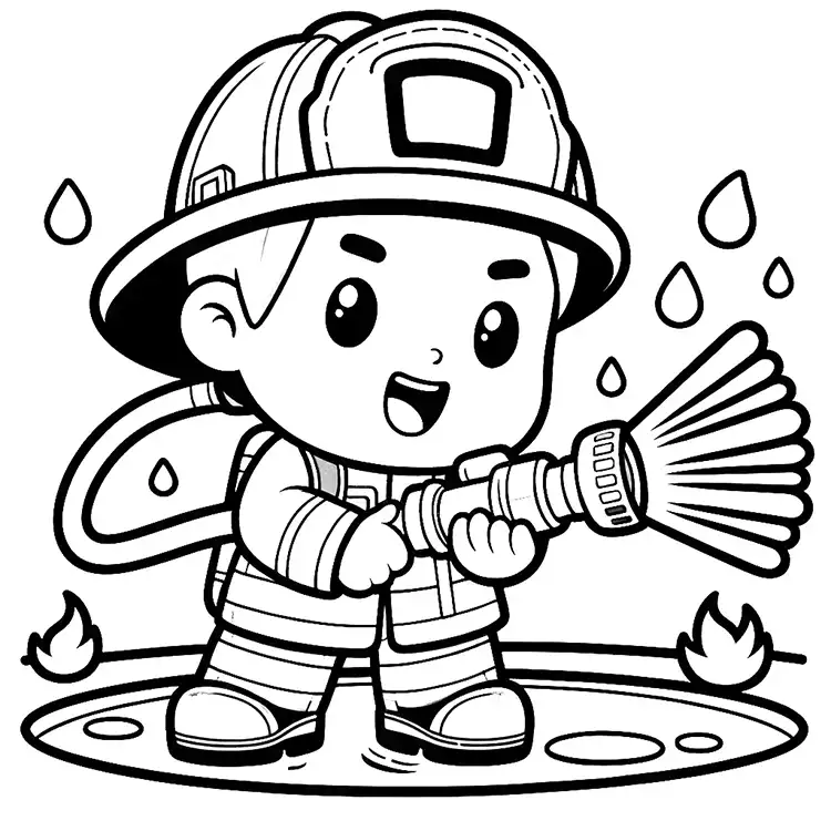 Feuerwehrmann in Action – Ausmalbild