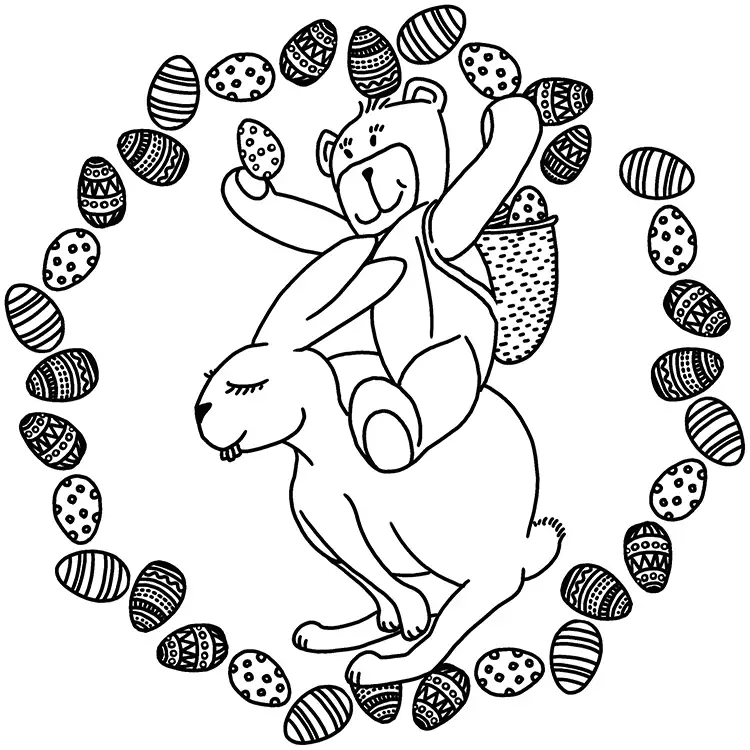 Fun Coloring Page with Easter Bunny