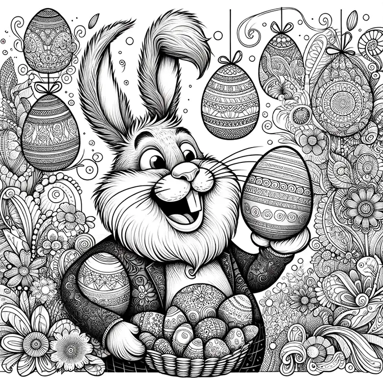 Cool Easter Bunny - Coloring Page