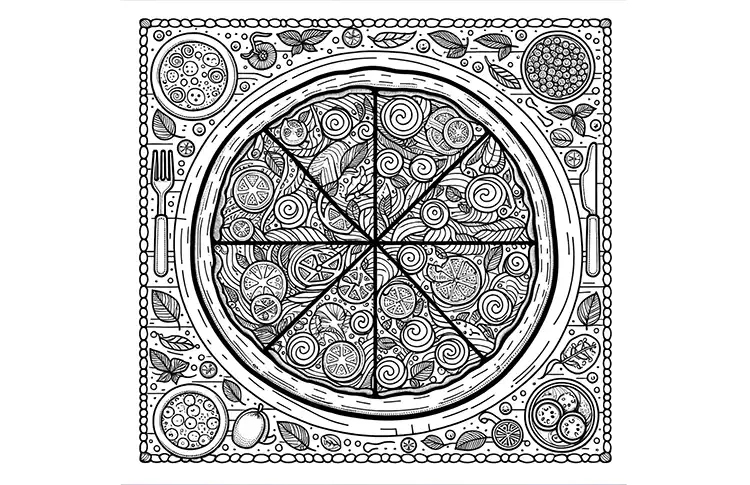 Free pizza coloring page