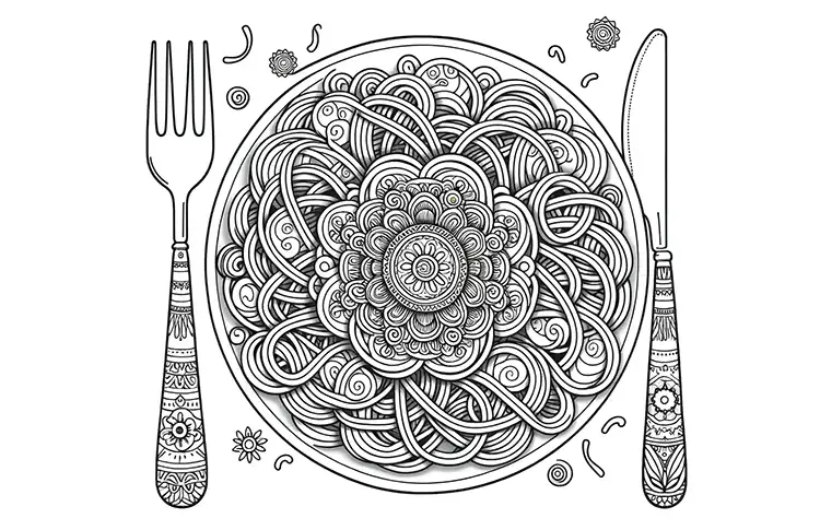Spaghetti Ausmalbild - Tischset