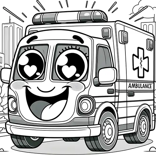 Coloring Page with Ambulance 