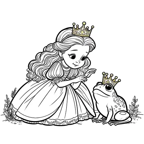 Fairy Tale Coloring Page with Princess