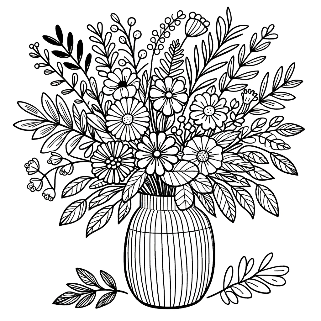 Bouquet coloring page for adults