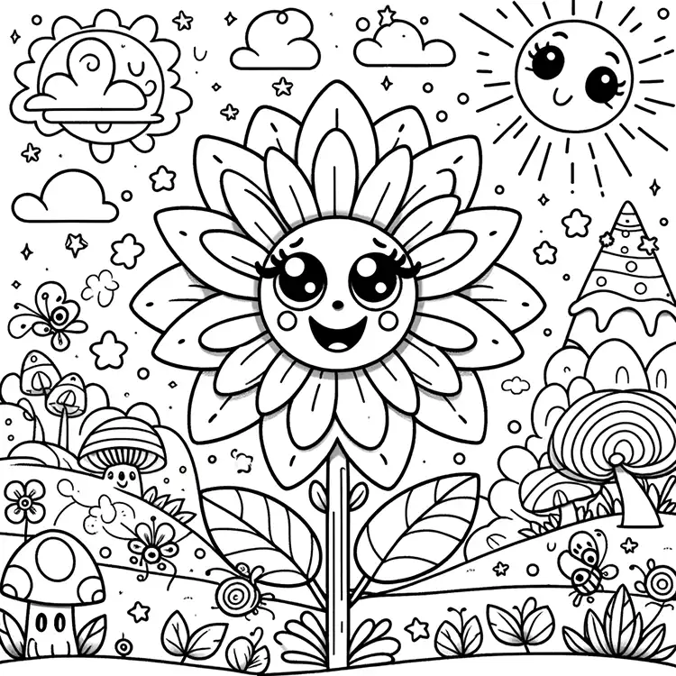 Coloring picture – happy flower