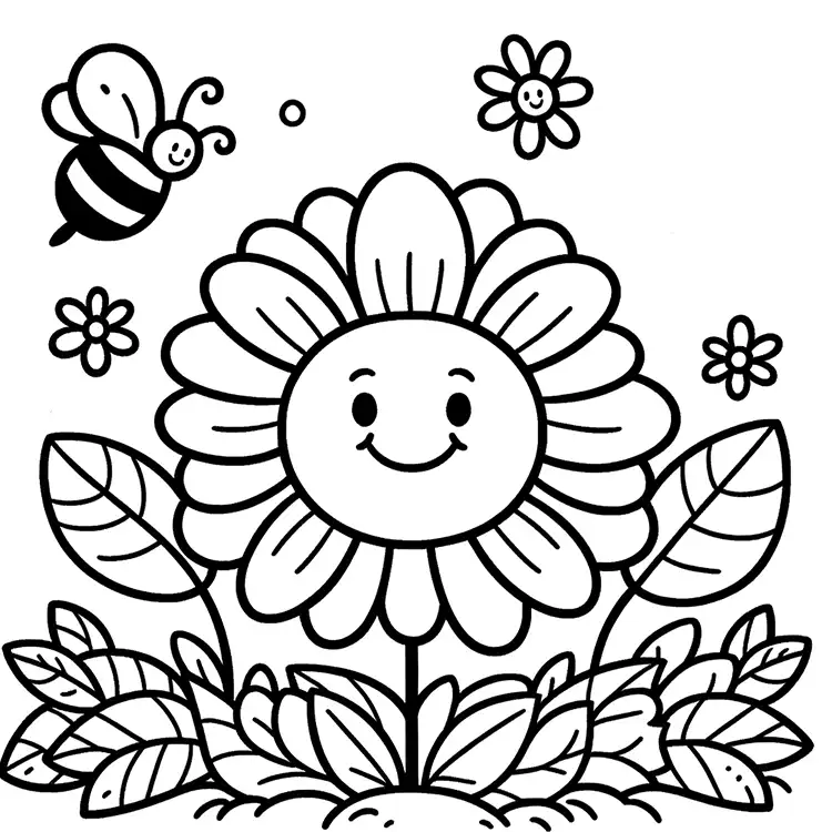 Template with flower to color