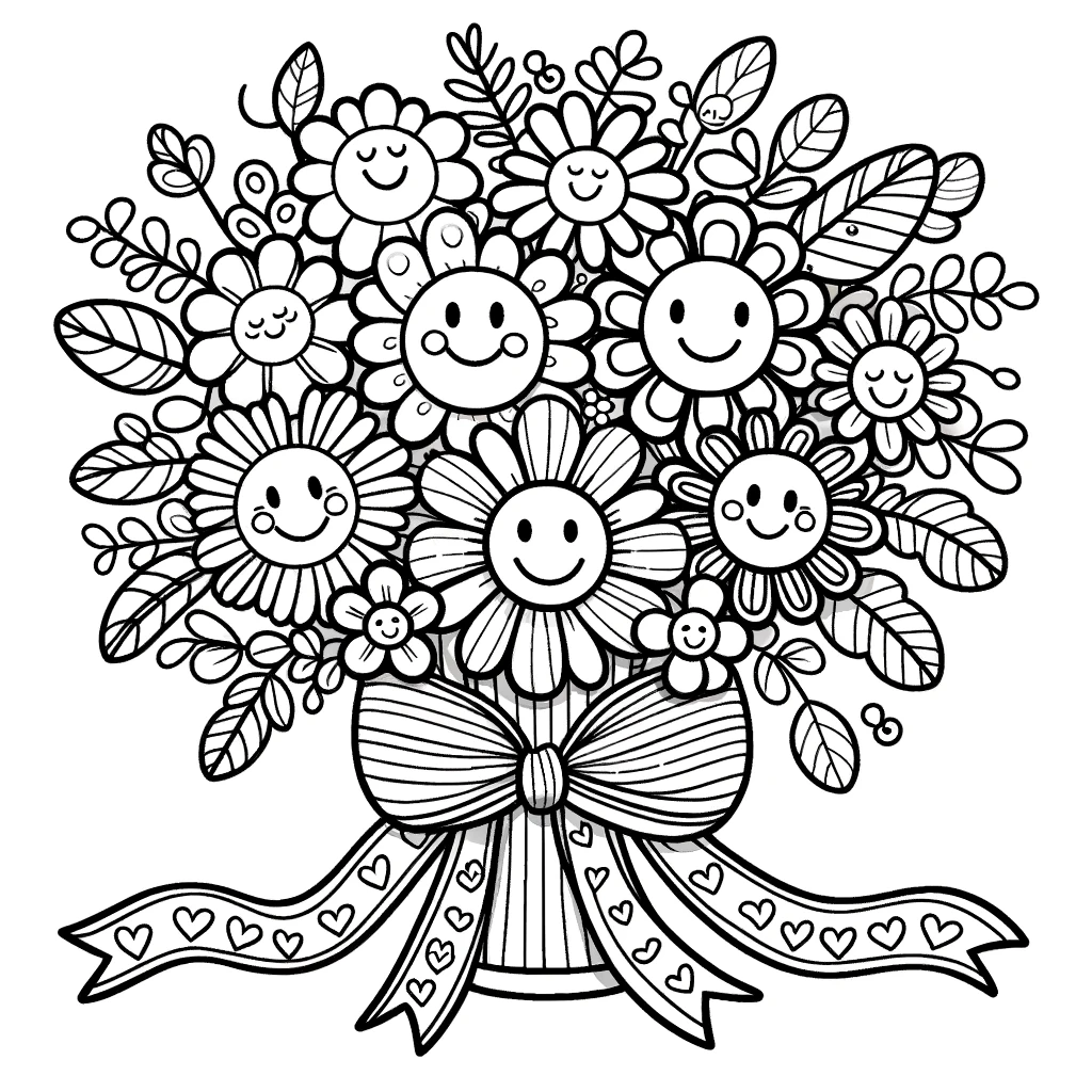 Floral arrangement coloring page