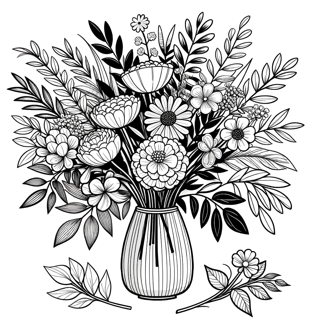 Flower coloring page for adults
