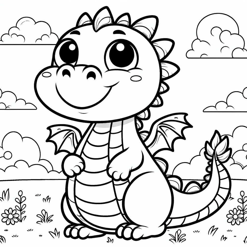 Free coloring page with dragon