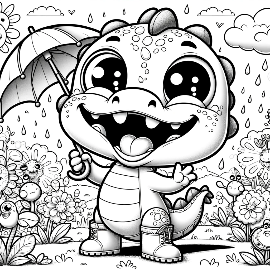 Happy dragon coloring page for kids