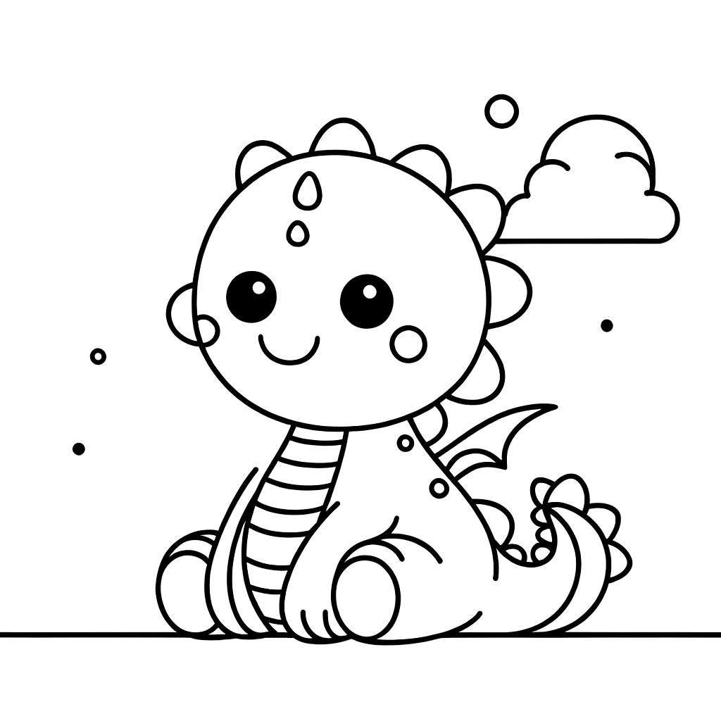 Simple dragon coloring page for kids