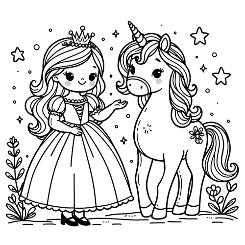 Cute Unicorn with Princess