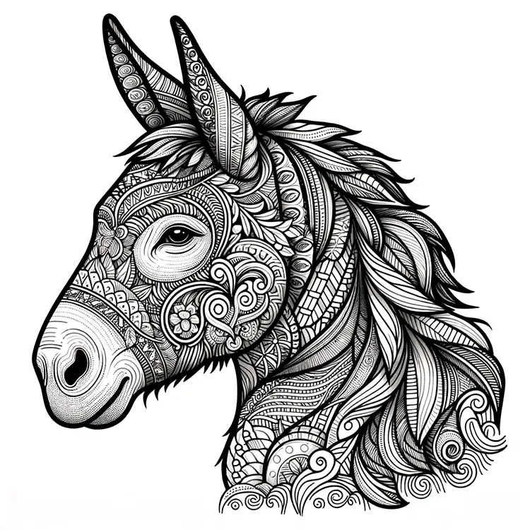 Cool Donkey Coloring Page
