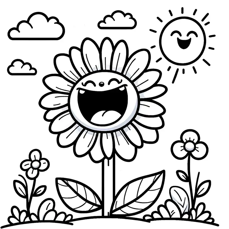 Smiling flower to color