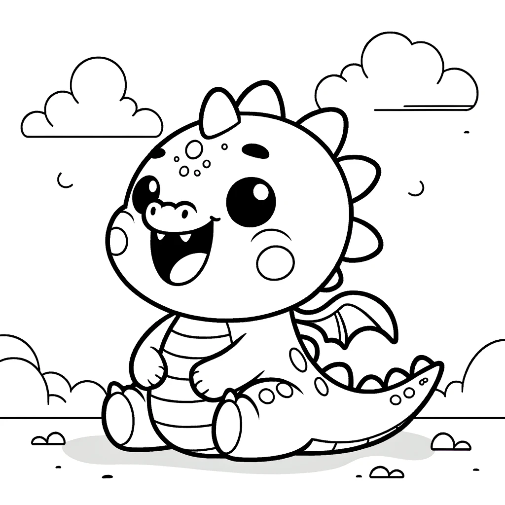 Laughing baby dragon coloring page