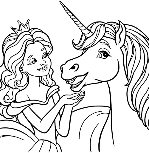 Happy Princesses with a Unicorn
