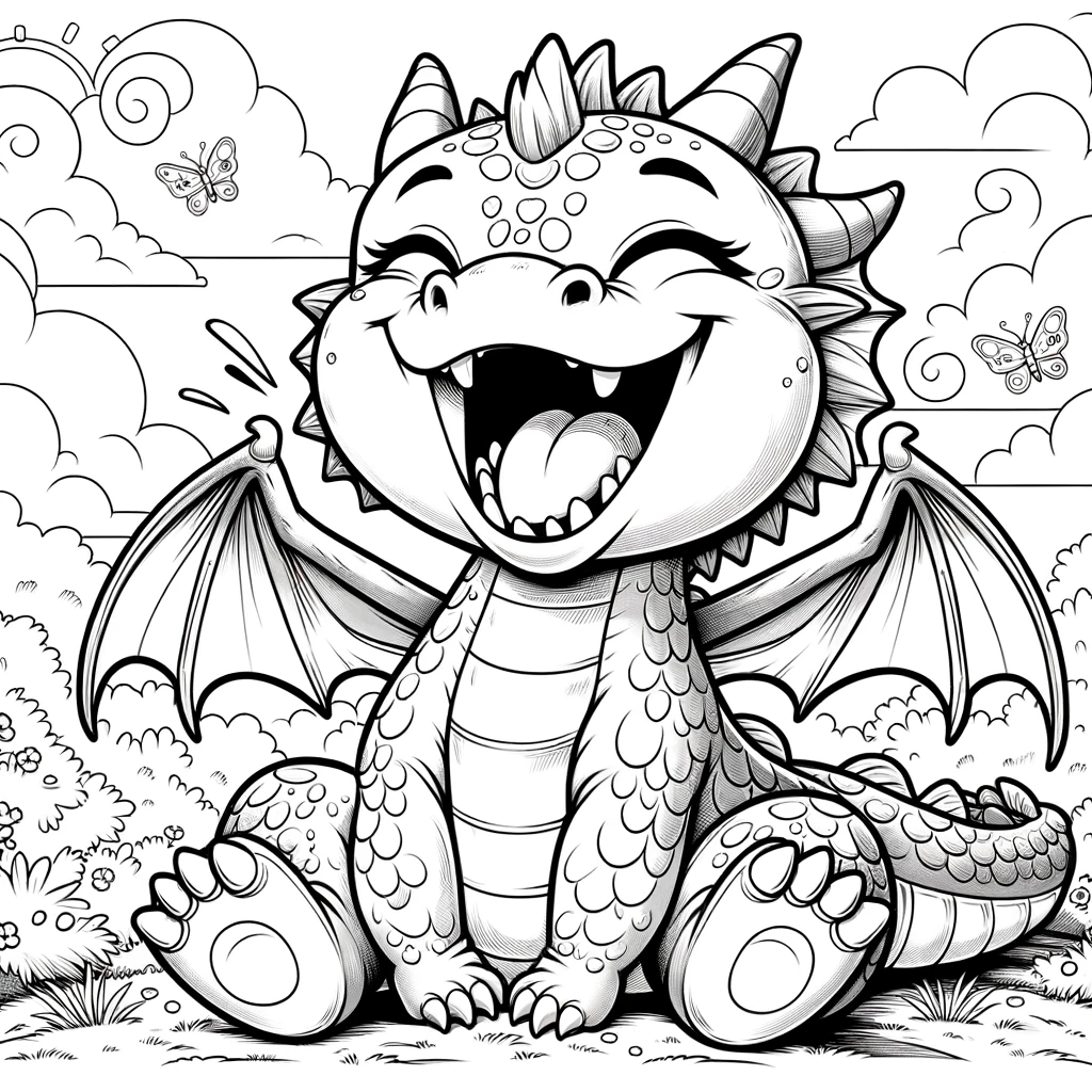 Delightful dragon coloring page
