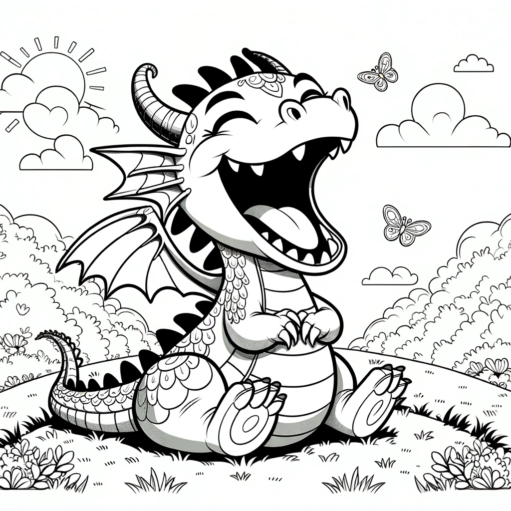 Laughing dragon Coloring page.