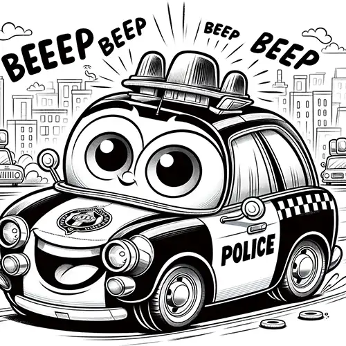 Coloring Page with Police Car