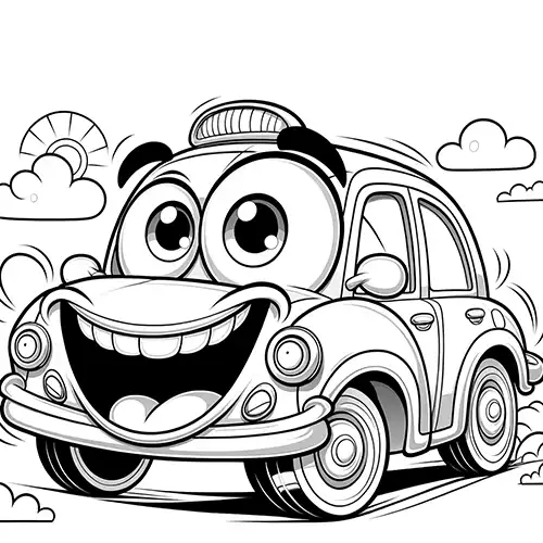 Happy Taxi Coloring Page
