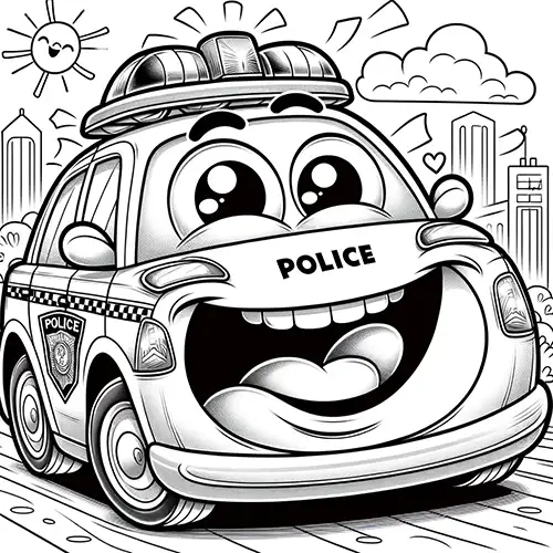 Coloring in a funny police car