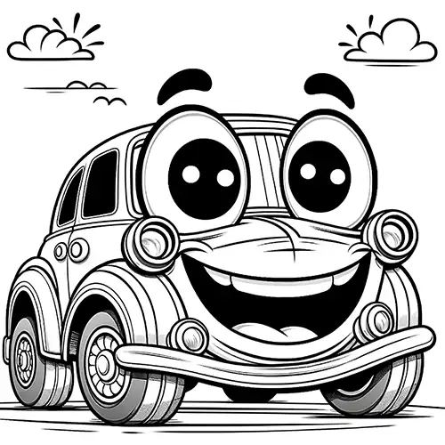 Smiling Car Coloring Page