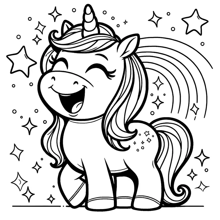 Funny Unicorn Coloring Page