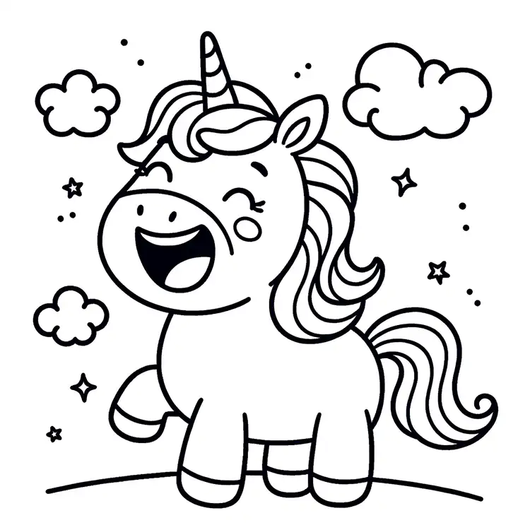 Laughing Unicorn – Coloring Template