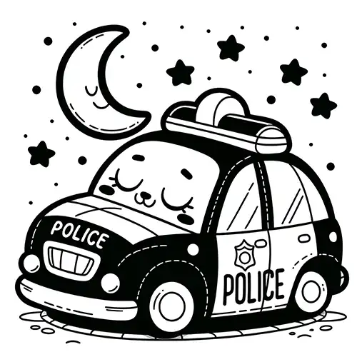 Polizeiauto schläft – Malvorlage