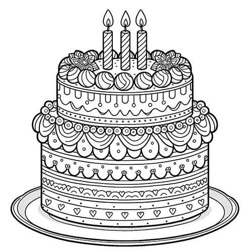 Coloring Pic with Birthday Cake