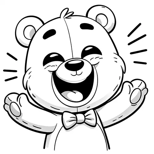 Coloring Page with Happy Teddy